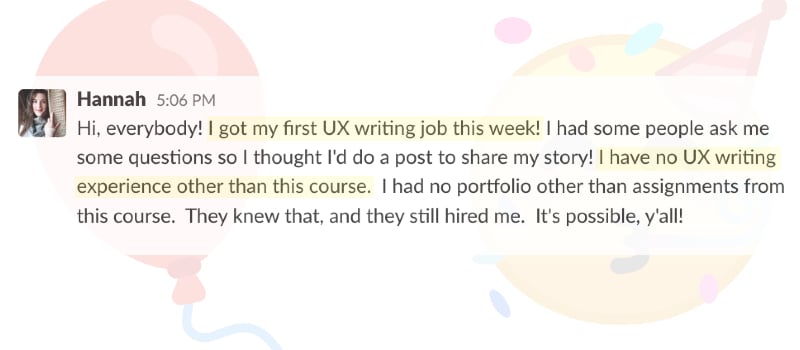 Job message from Hanna